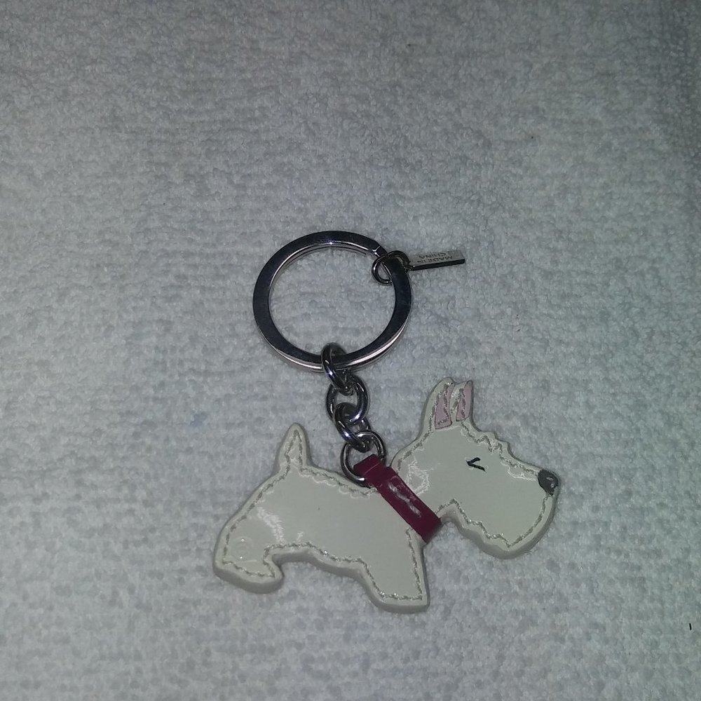 Coach  White Scottie Dog Keychain